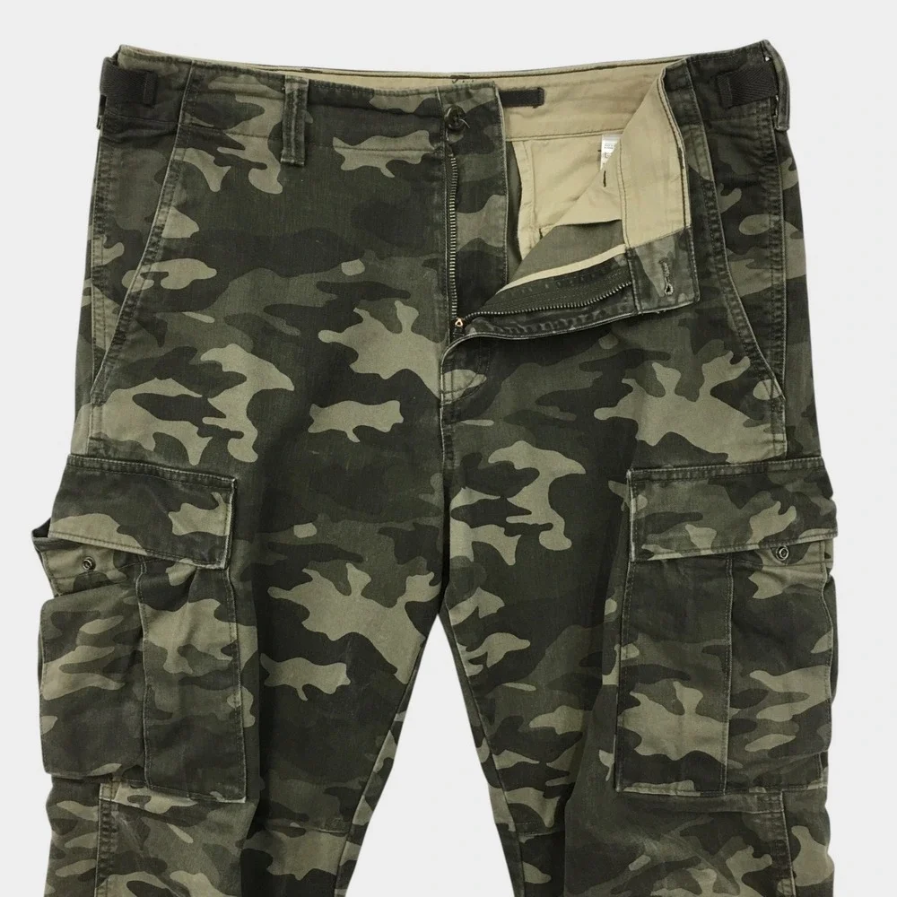 Banana Republic Mens Olive Camo Cargo Pants Military Green Camouflage Size 34